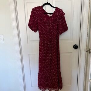LOFT Wine Red Floral Maxi Dress
